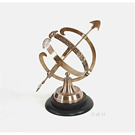 OLD MODERN HANDICRAFTS Brass Armillary On Wooden Base AK030